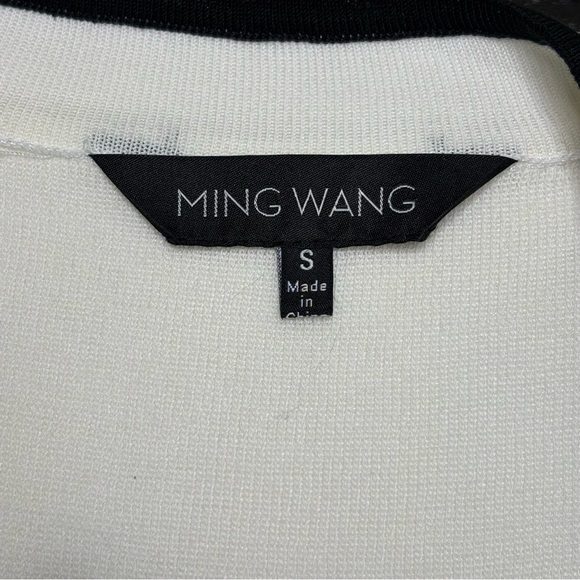 Ming Wang Contrast Piped Blazer Jacket Size S Hook Bar Front Closure 3/4 Sleeve - Picture 10 of 12